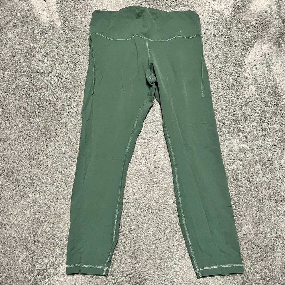 Lululemon Leggings Womens 14 Wunder Train High Rise Pockets 25" Green W5EPSS